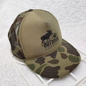 Vintage 90s The OUTDOOR CHANNEL Camo TRUCKER Hat Cap Snapback
